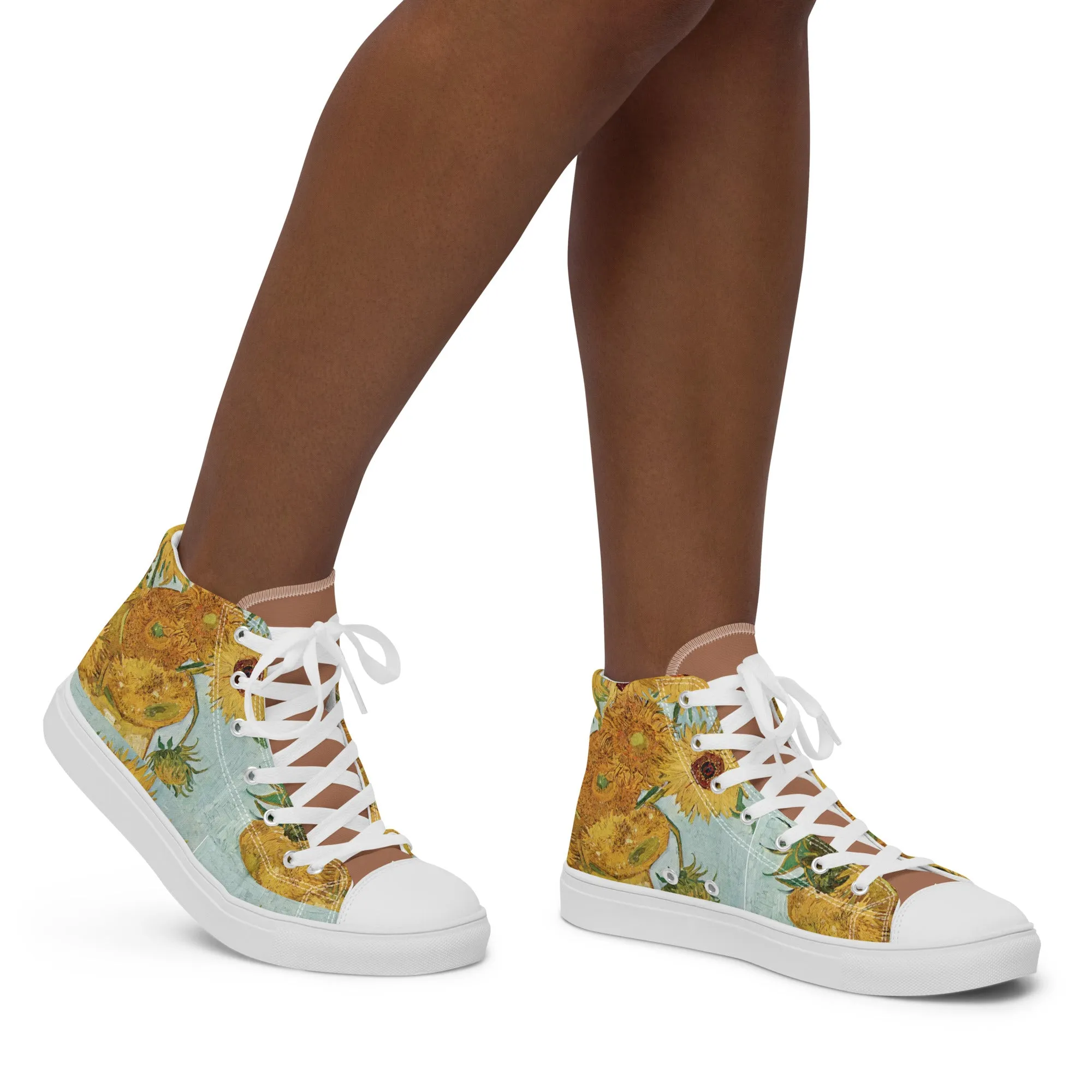 Women’s artistic Van Gogh Inspired Sunflowers high top canvas shoes