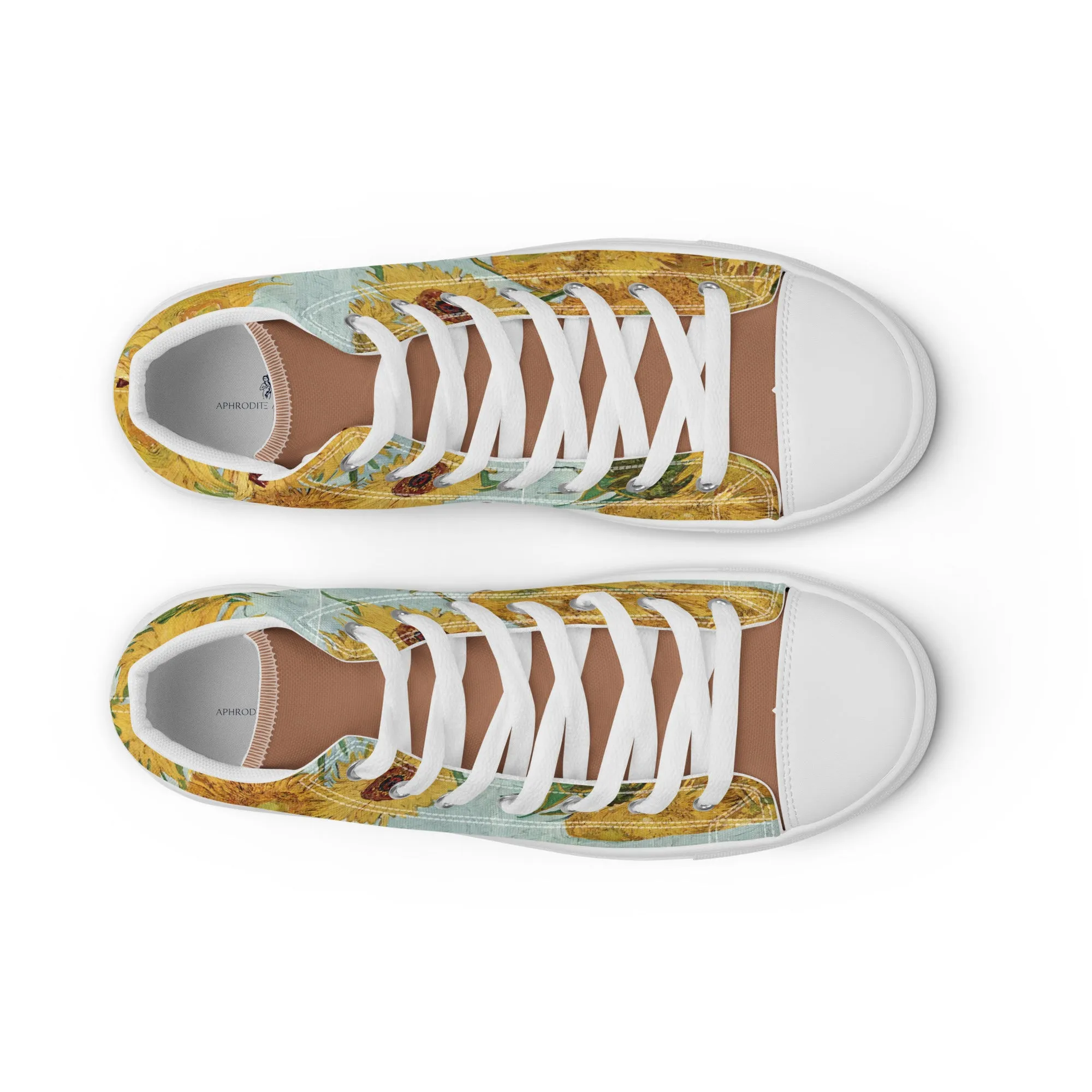 Women’s artistic Van Gogh Inspired Sunflowers high top canvas shoes