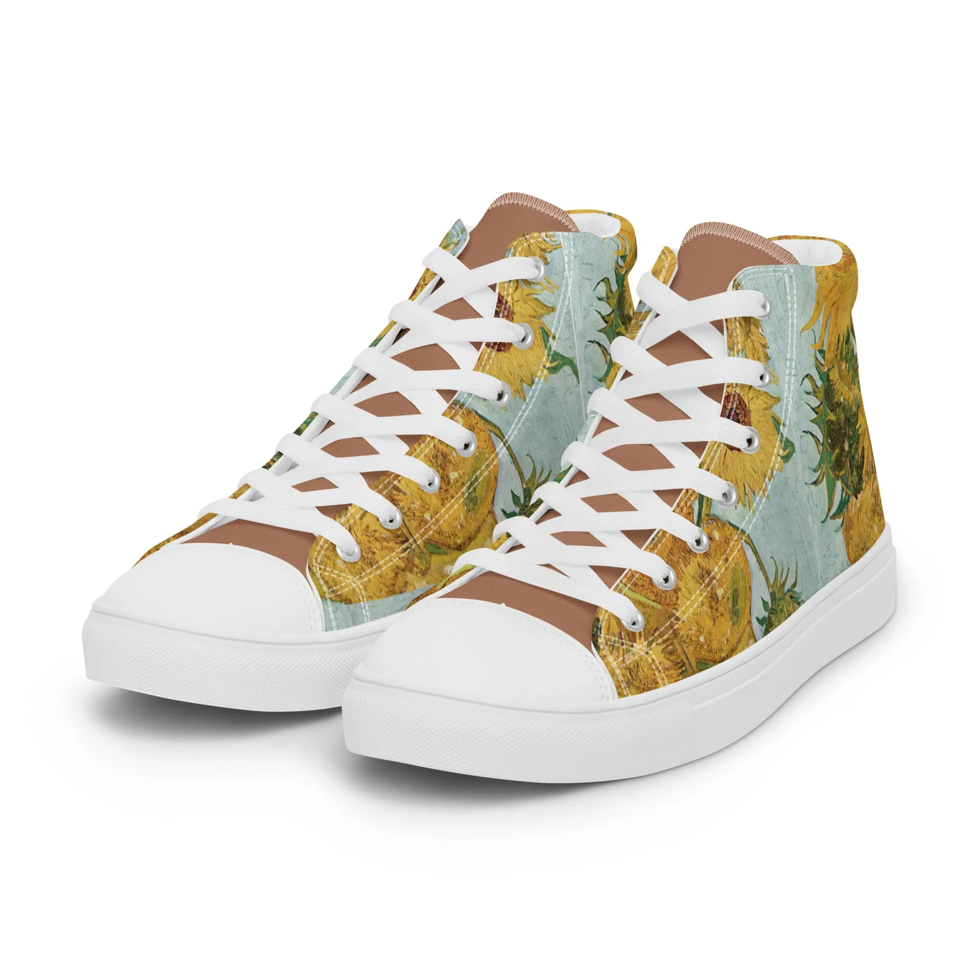 Women’s artistic Van Gogh Inspired Sunflowers high top canvas shoes