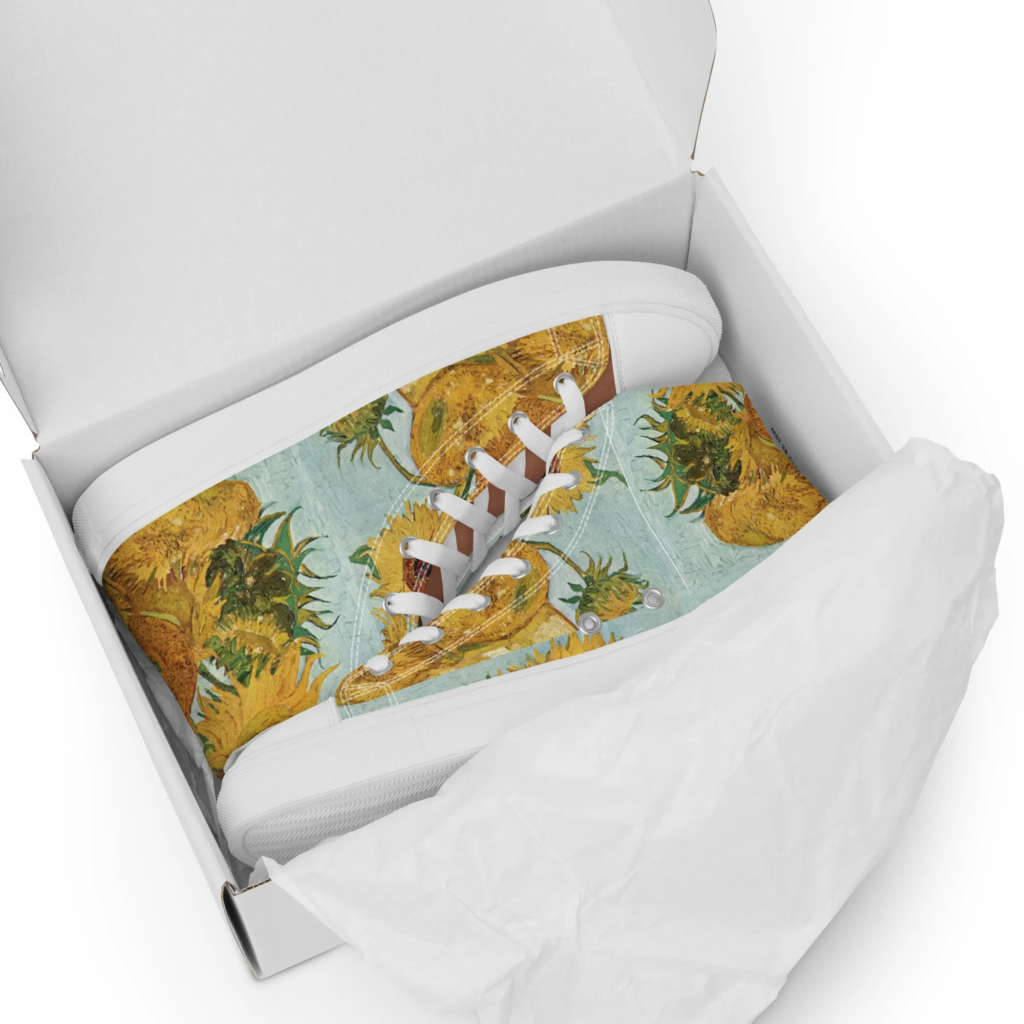 Women’s artistic Van Gogh Inspired Sunflowers high top canvas shoes