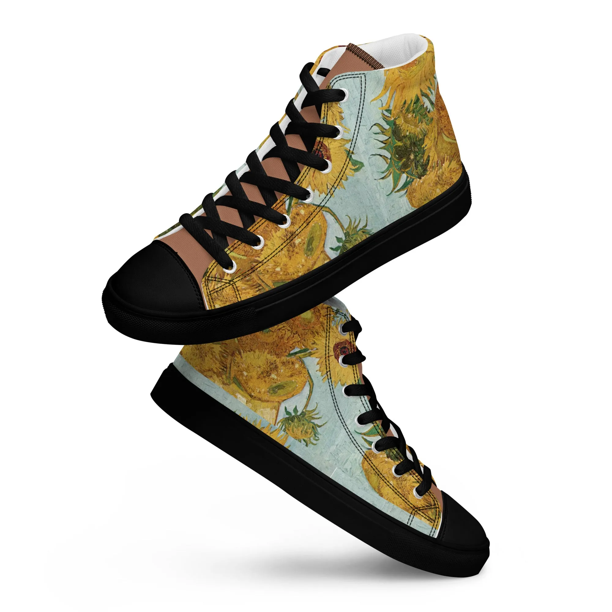 Women’s artistic Van Gogh Inspired Sunflowers high top canvas shoes