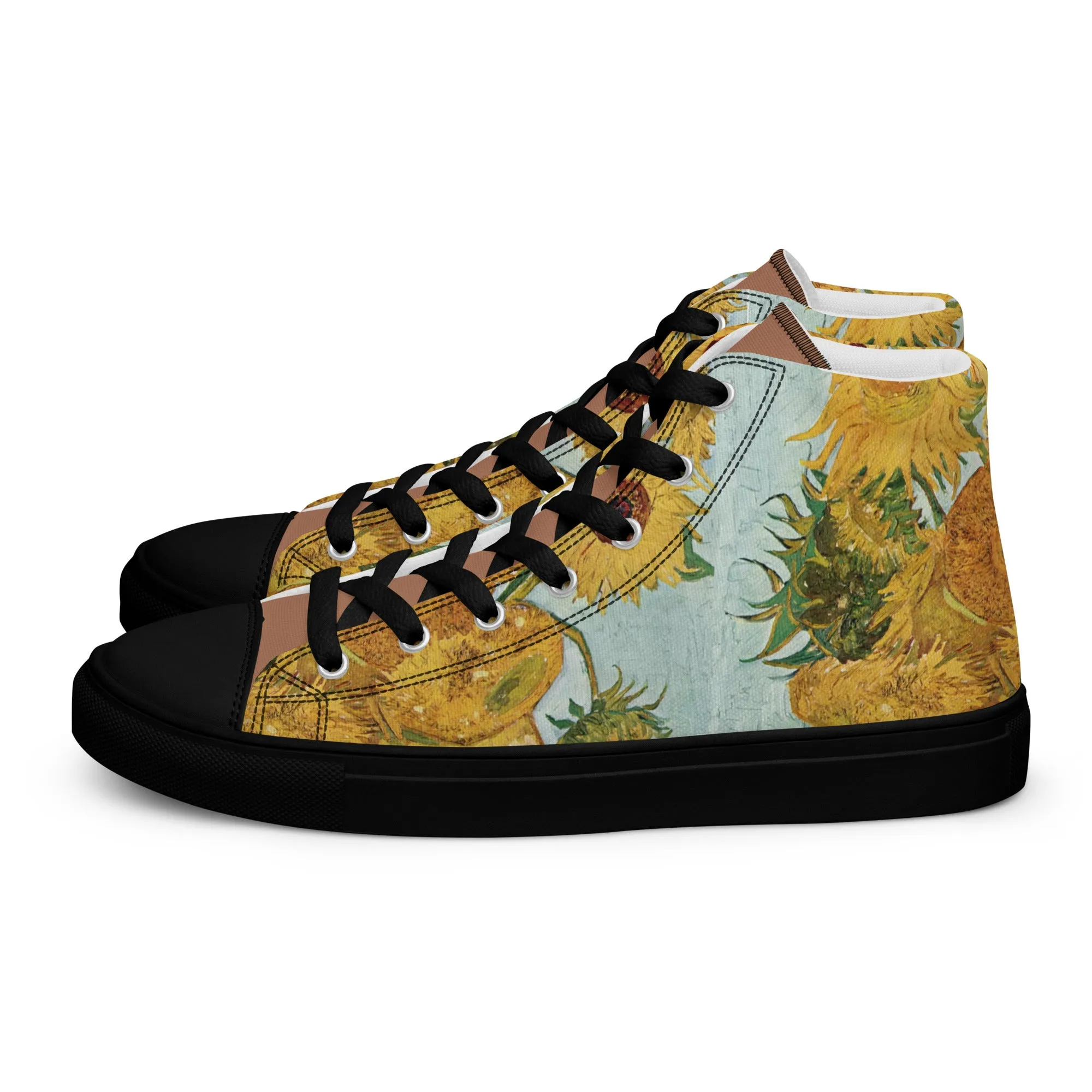 Women’s artistic Van Gogh Inspired Sunflowers high top canvas shoes