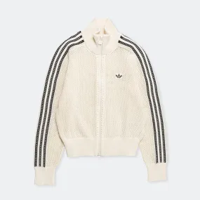 Womens Crochet Track Top - Wonder White