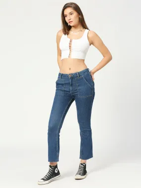 Women's Dark Blue Phoenix Cropped Jeans