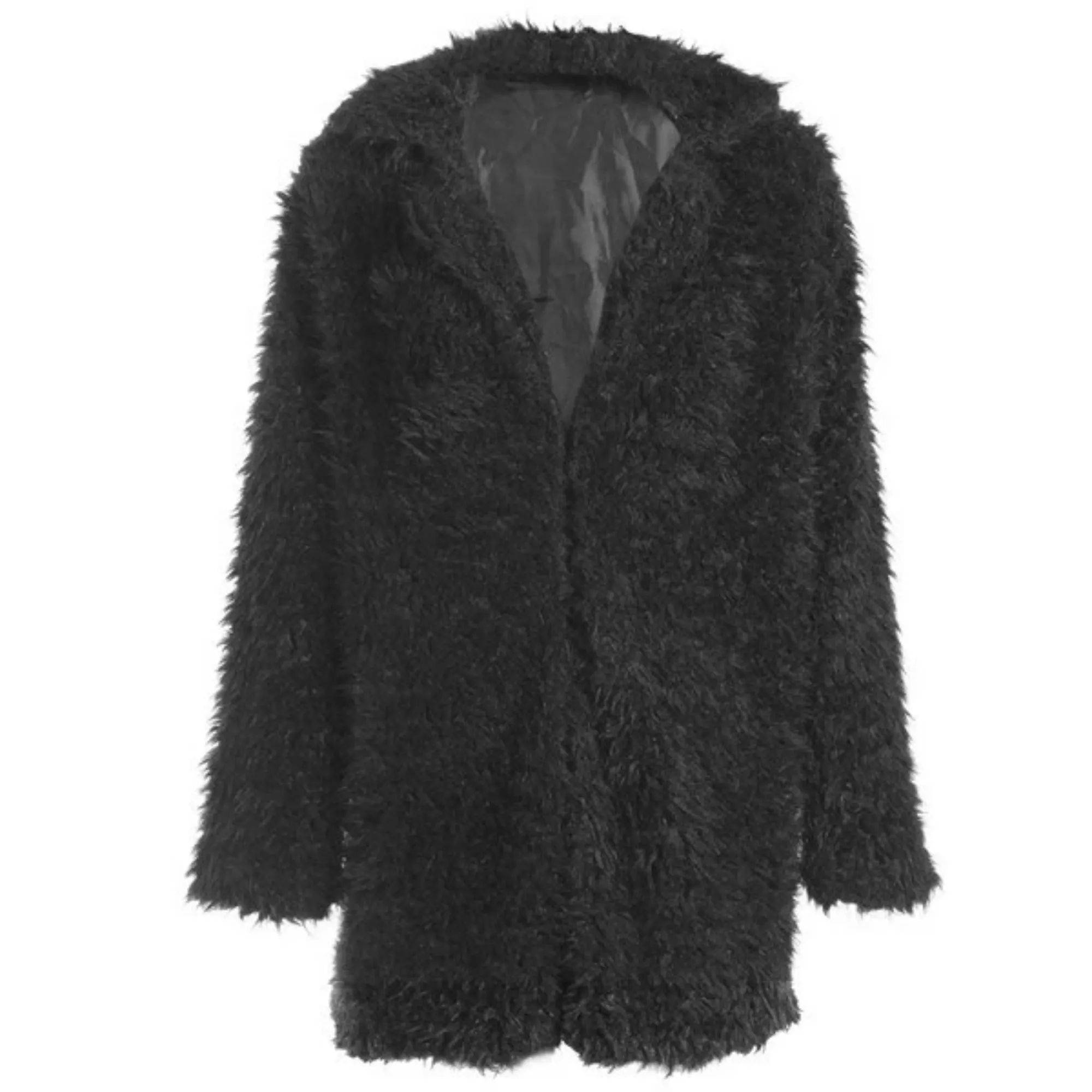 Women's Faux Fur Long-Sleeved High-Waist Coat