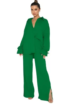 Womens Fern Green Two Piece Pant Set