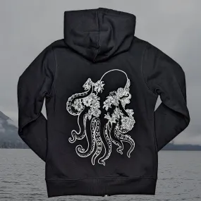 Women's Flower Octopus Zip Up Hoodie