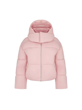 Women’s Flower-Warmth Recycled Nylon Cropped Puffer—magnolia pink