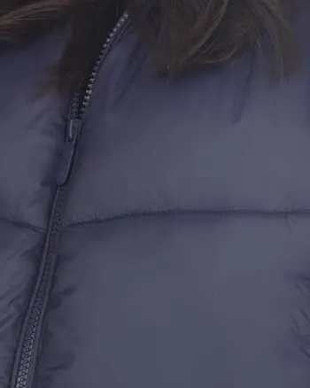 Women's Full Front Zip Hooded Bomber Puffer Coat | Navy