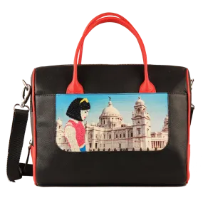 Women's Handcrafted Kolkata Print Weekender Bag (Black)