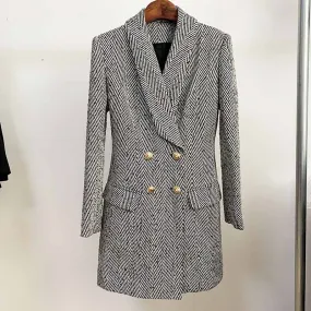 Women's Herringbone Coat Double Breasted Fashion Coats