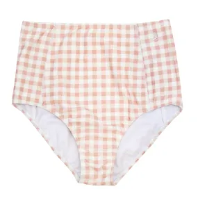 Women's High Waist Bikini Bottoms | "Pink Gingham"
