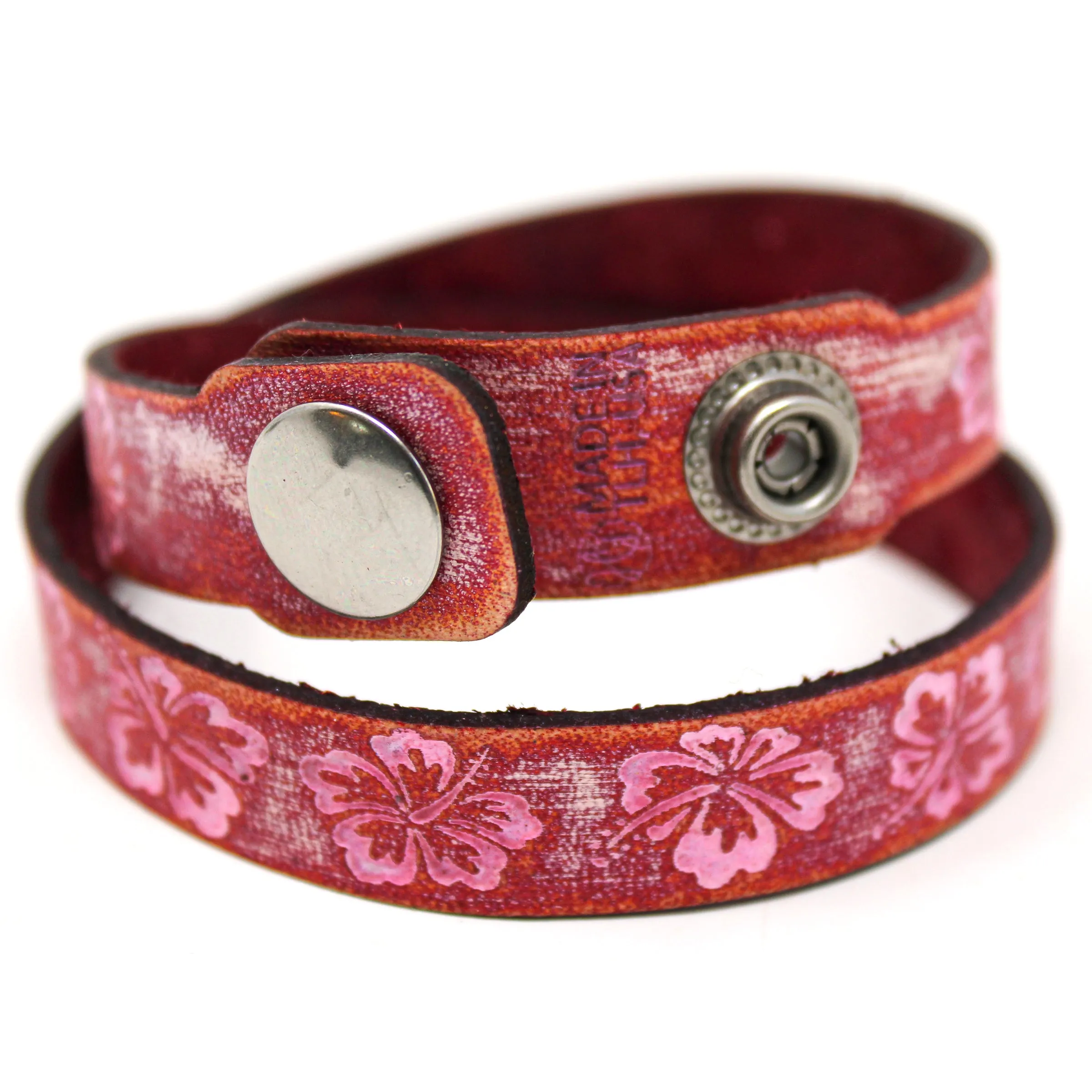 Women's Leather Wrap - Hibiscus Wrap