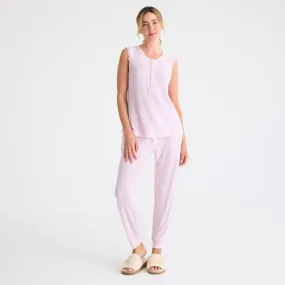 women's lilac snow waffle modal magnetic sleeveless jogger set