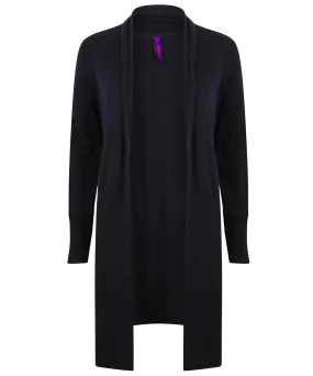 Womens longline open cardigan | Navy
