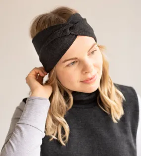Women's Merino Wool Headband Mottled Dark Grey
