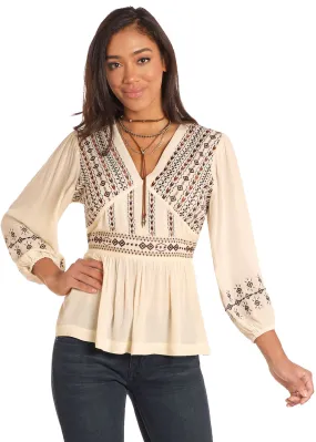Women's Panhandle Empire Waist Embroidered Blouse