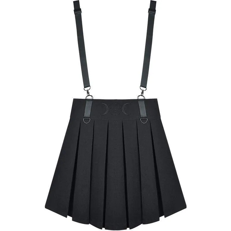 Women's Pantagram Moon Embroidered Suspender Skirts