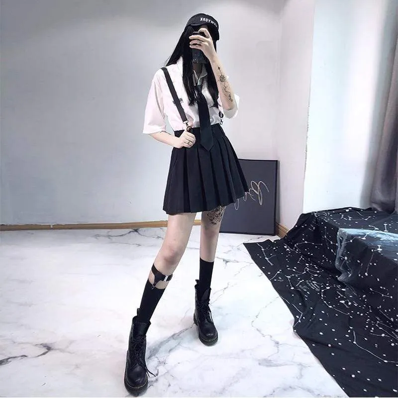 Women's Pantagram Moon Embroidered Suspender Skirts
