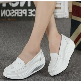 Women's platform wedge slip on nursing working loafers shoes