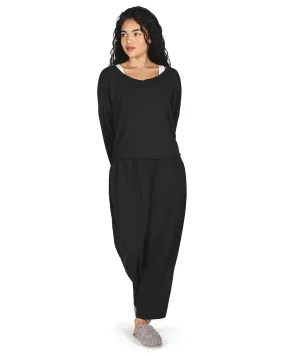 Women's Raw Edge Long Sleeve Shirt and Jogger Pants Set
