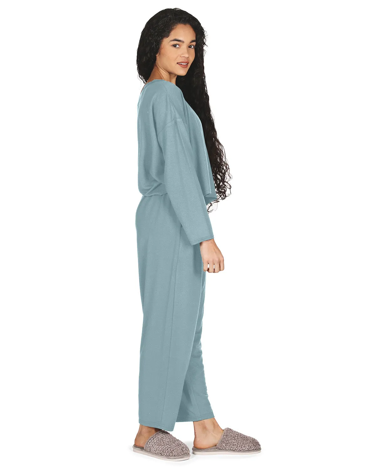 Women's Raw Edge Long Sleeve Shirt and Jogger Pants Set