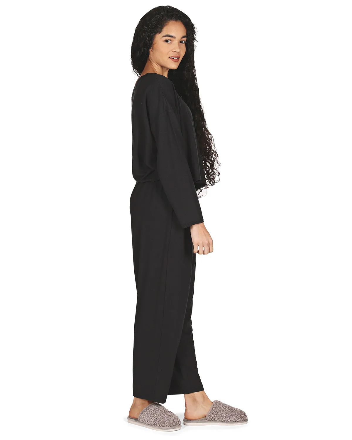 Women's Raw Edge Long Sleeve Shirt and Jogger Pants Set