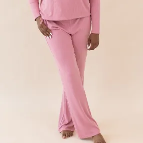 Women's Ribbed High Waisted Wide Leg Pant in Apple Blossom