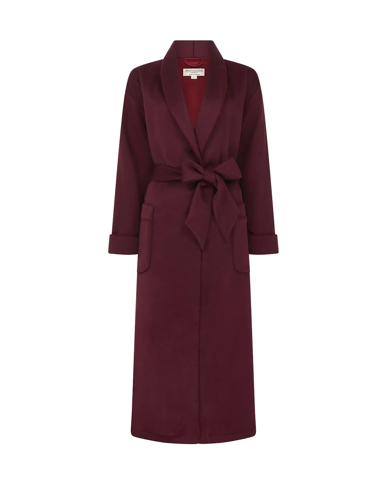 Women's Silk-Lined Cashmere Robe - Claret