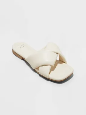 Women's Slide Sandals,Off White