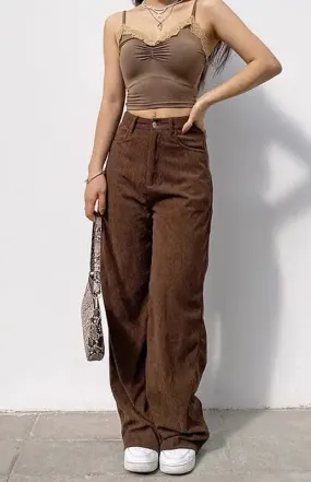 Women’S Slim Straight Wide Leg Trousers