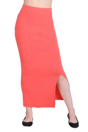 WOMEN'S SOLID MID-CALF PENCIL SKIRT WITH SIDE SLIT