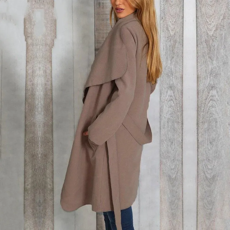 Women's Spring/Autumn Casual Wool Blend Thick Slim Trench Coat