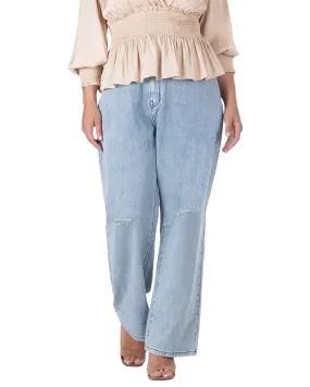 Women's Subtle Distressed Boyfriend Jeans | Stone Wash Blue