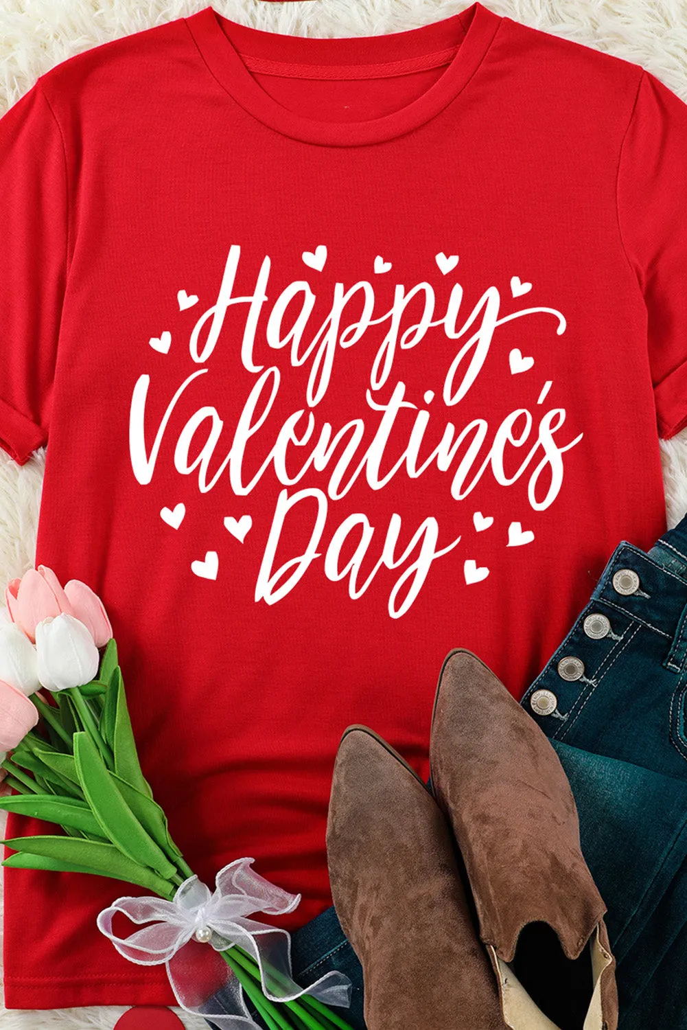Womens Valentine's Day Heart Printed Shirts Graphic Tees