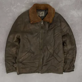 WOMEN'S VINTAGE 1980S SHEARLING LEATHER JACKET - MEDIUM