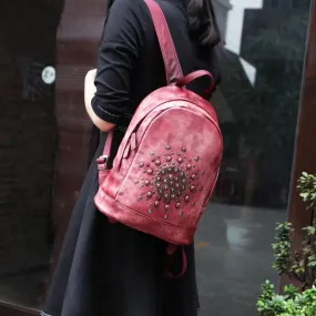 Womens Vintage Boho Leather Backpack Bags Purse Cool Book Bags for Women