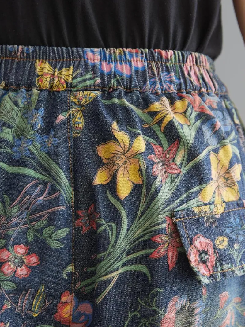 Women's  Vintage Charm Floral Baggy Style Bottom