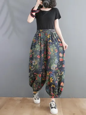 Women's  Vintage Charm Floral Baggy Style Bottom