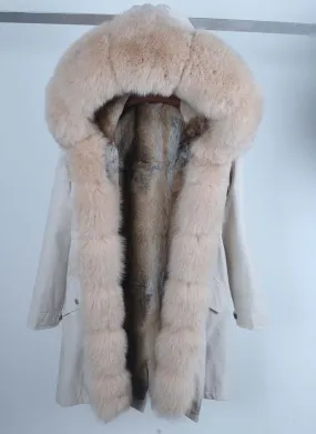 Women's Winter Casual Thick Waterproof Parka With Rabbit Fur