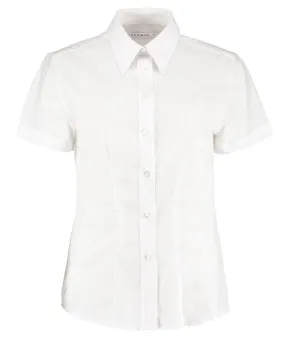 Womens workplace Oxford blouse short-sleeved (tailored fit) | White