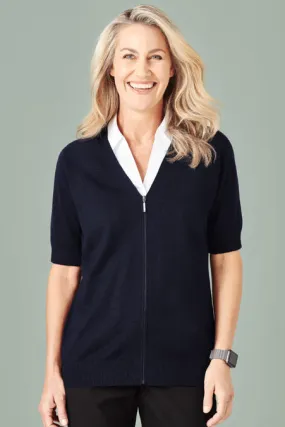 Womens Zip Front Short Sleeve Knit CK962LC
