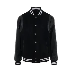 Wool & Leather Teddy Jacket in Black