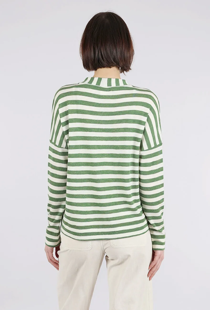 Wool Box Cardigan, Raw White/Grasshopper