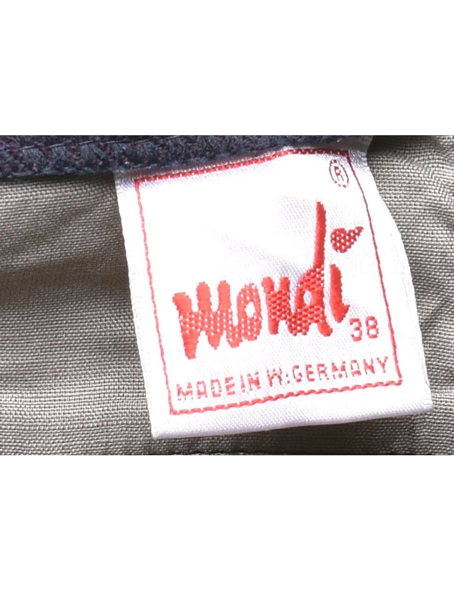 Wool Purple Pleated Tapered Trousers - W28 L28