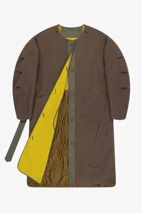 Wool Quilt Parka - Olive / Chartreuse
