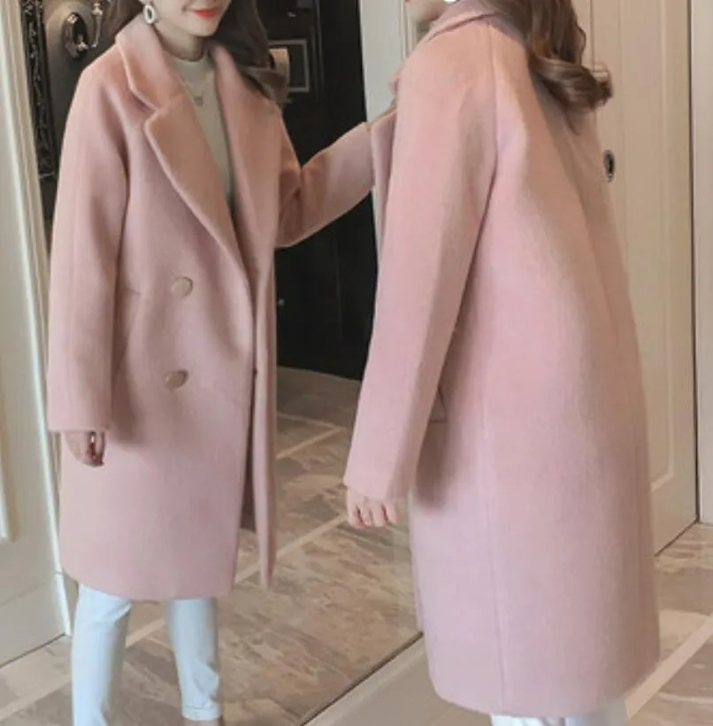 Woolen coat female  new female middle long section thick coat woolen