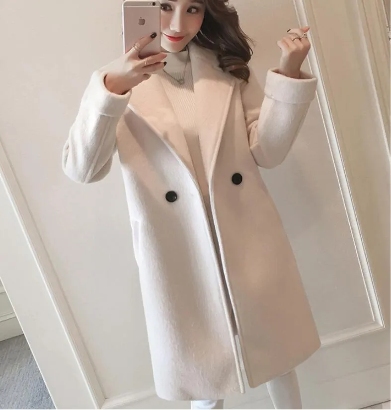 Woolen coat female  new female middle long section thick coat woolen