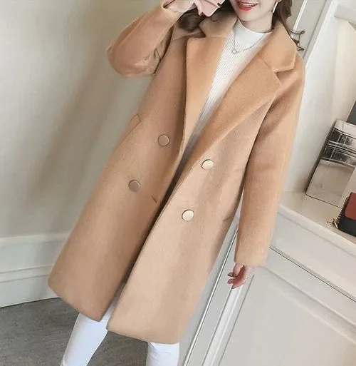 Woolen coat female  new female middle long section thick coat woolen