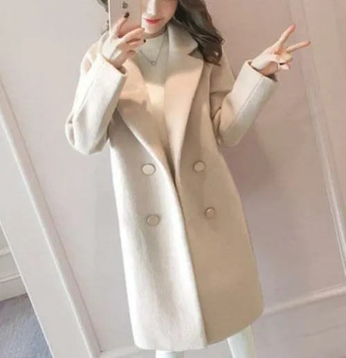 Woolen coat female  new female middle long section thick coat woolen